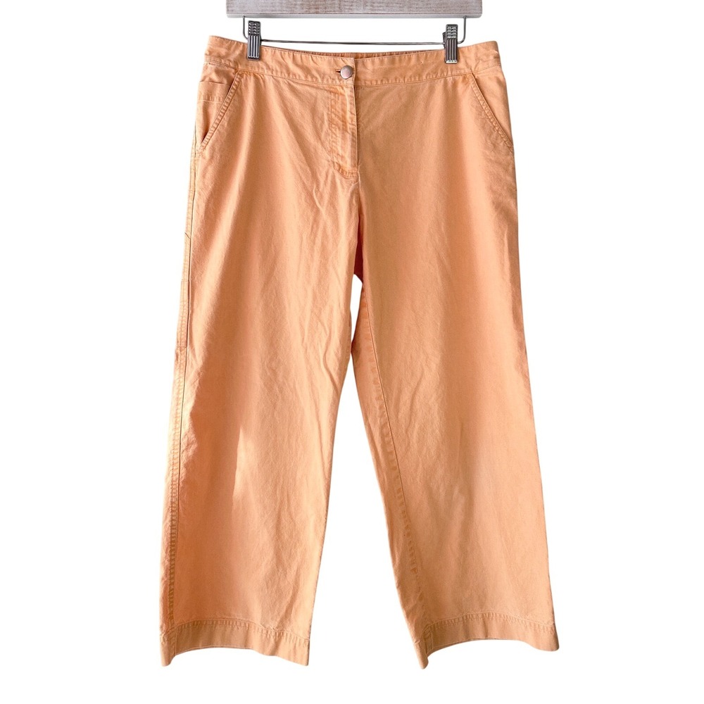 Eileen Fisher Womens Pants S Orange Carpenter Cotton Wide Leg Crop Coastal